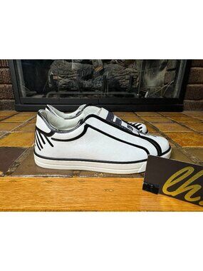 Size 34 Fendi x Joshua Vides FF Logo Slip-On Leather Low Top Sneakers